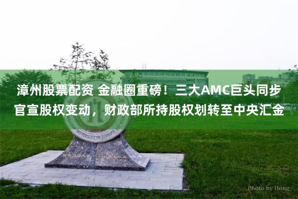 漳州股票配资 金融圈重磅！三大AMC巨头同步官宣股权变动，财政部所持股权划转至中央汇金
